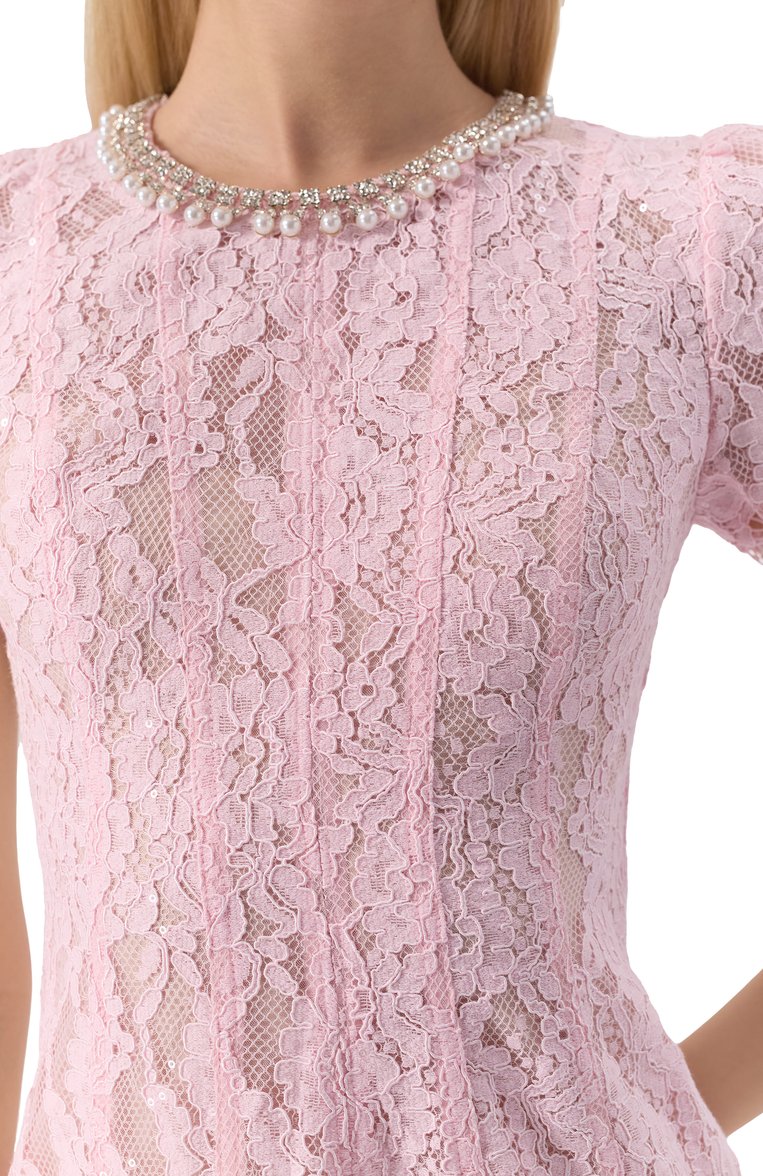 Loverson™ Blush Grace Dantel Midi Elbise – Pudra Pembe Zarafet