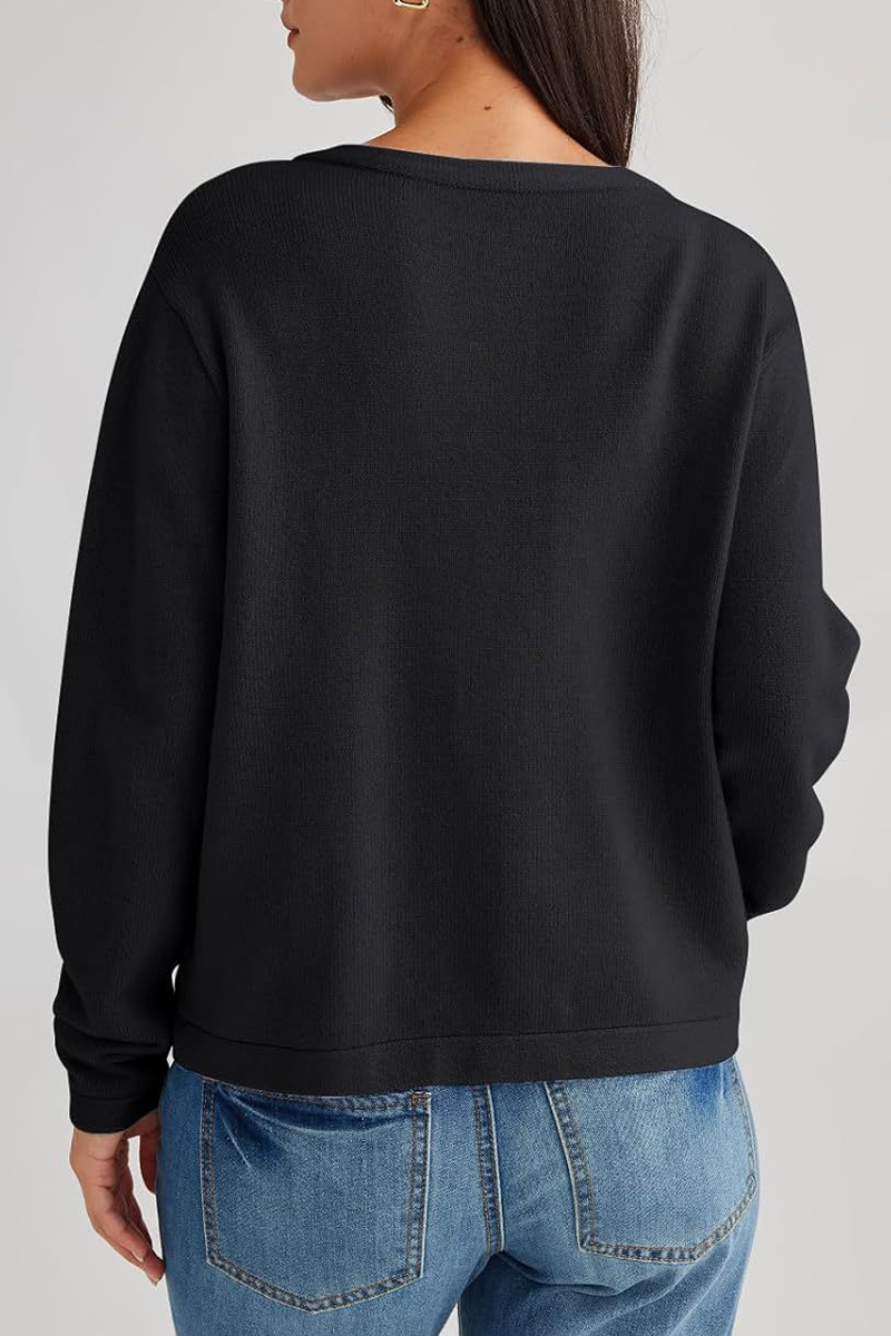 Loverson™ Günlük Günlük Düz Renk Cep Düğmeli O Yaka Dış Giyim (3 Renk)