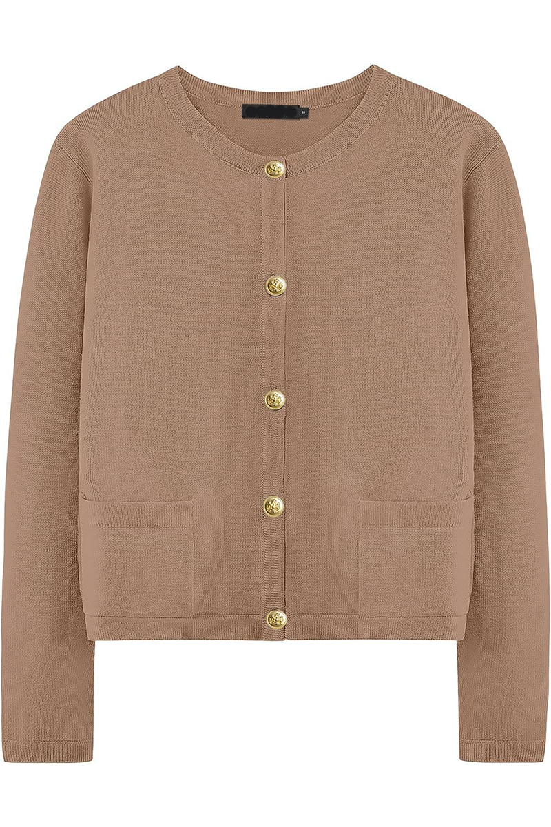 Loverson™ Günlük Günlük Düz Renk Cep Düğmeli O Yaka Dış Giyim (3 Renk)