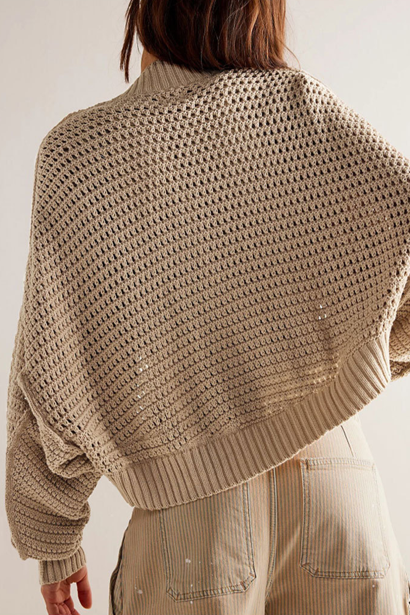 Loverson™ Günlük Günlük Düz Renk Örgü Hırka Yaka Dış Giyim (4 Renk)