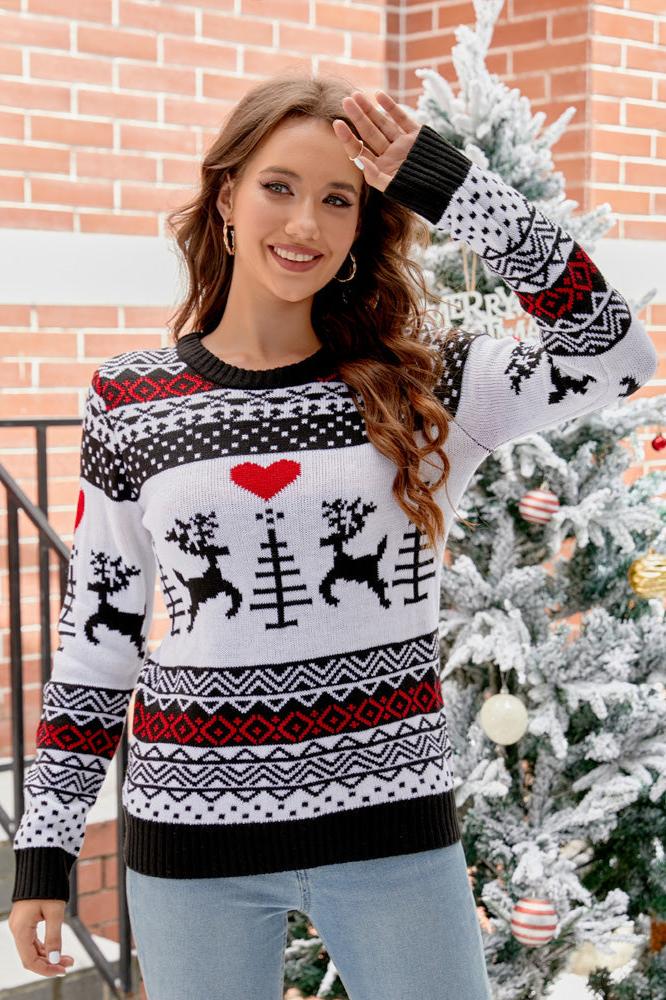 Loverson ™ Noel Ayısı ve Boynuz Örgü Kazak