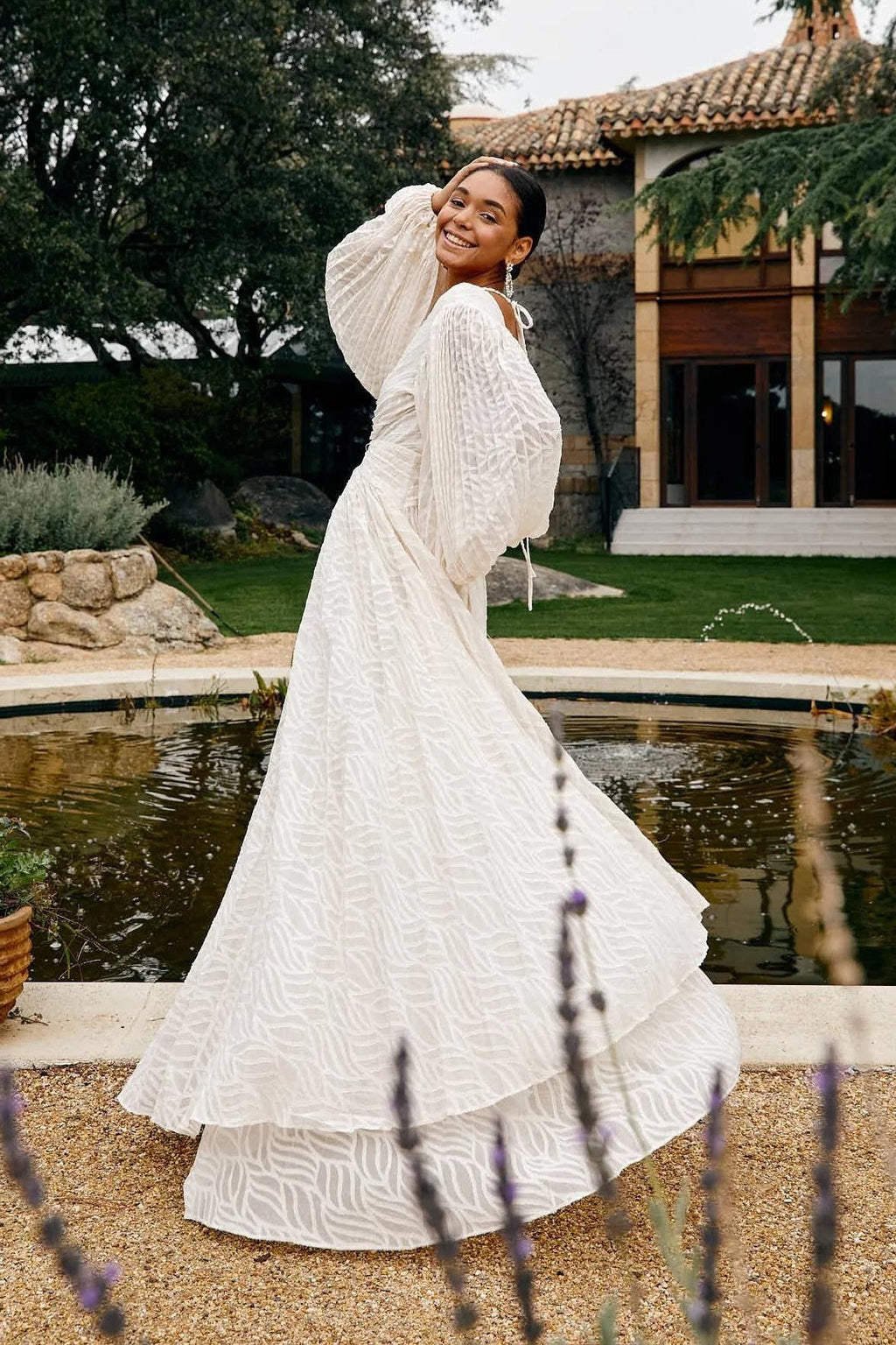 Loverson™ Elsa Krem Uzun Elbise