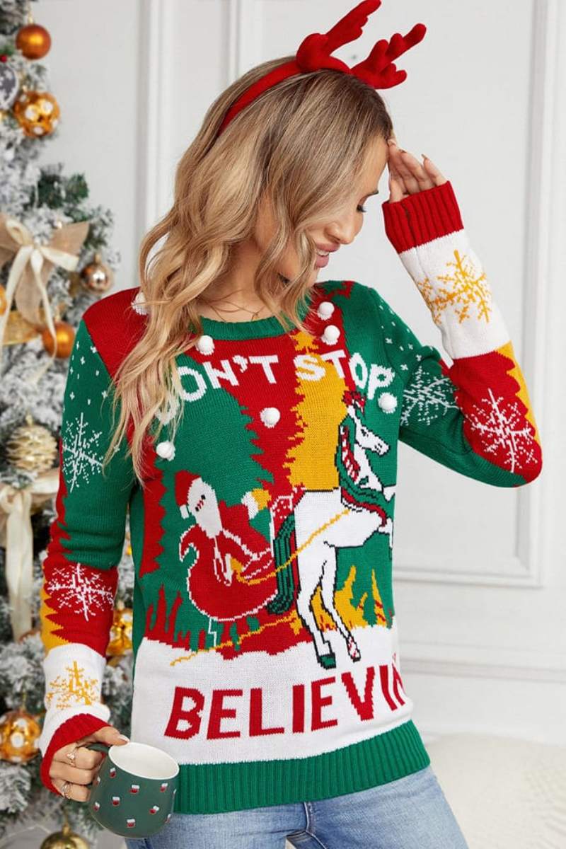Loverson ™ NOEL BABA VE REYN GEYİĞİ KIZAK ÖRGÜ KAZAK