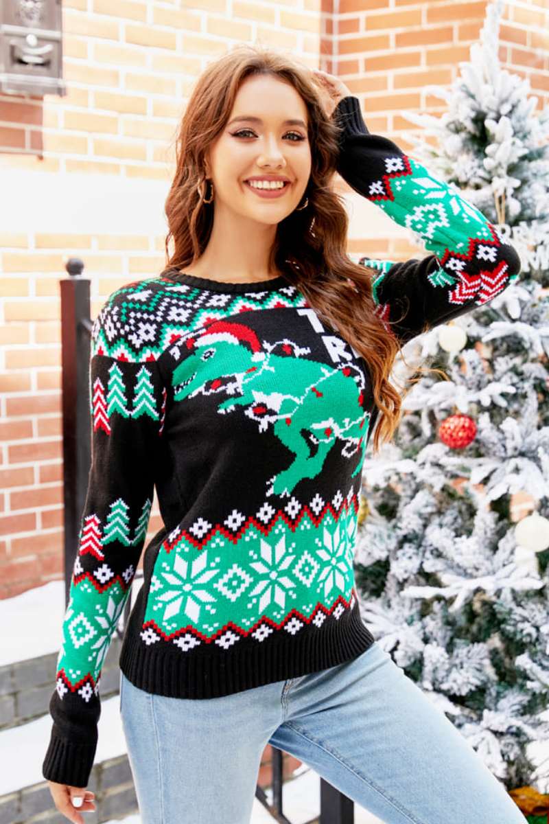 Loverson ™ NOEL DİNOZOR ÖRGÜ KAZAK