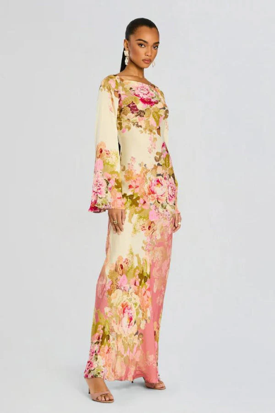 Loverson™ Floral Elegance Maxi Elbise
