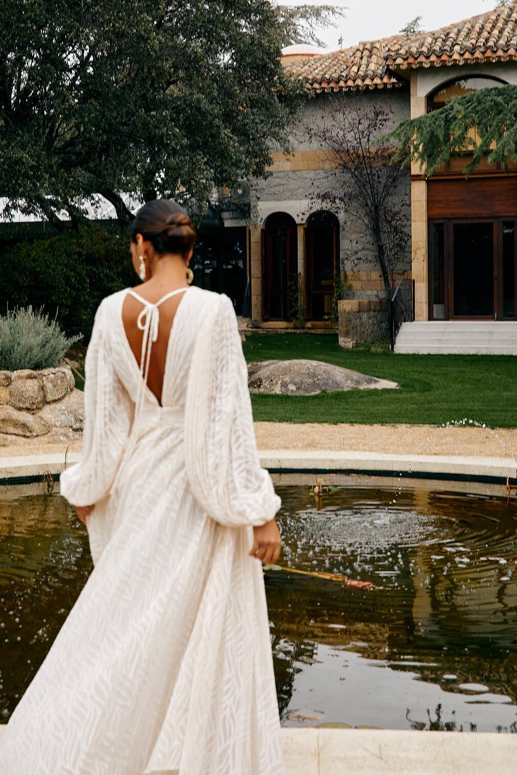 Loverson™ Elsa Krem Uzun Elbise