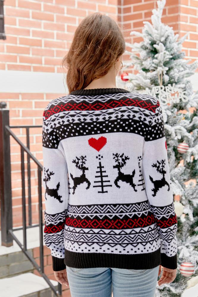 Loverson ™ Noel Ayısı ve Boynuz Örgü Kazak