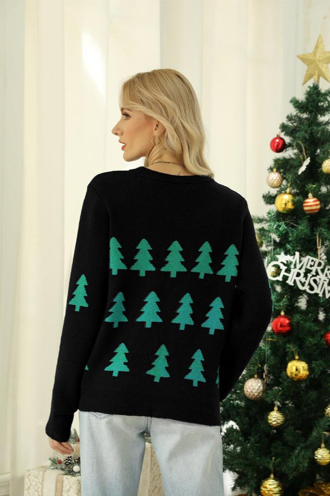 Loverson ™ Parıldayan Payetli Noel Ağacı Örgü Kazak