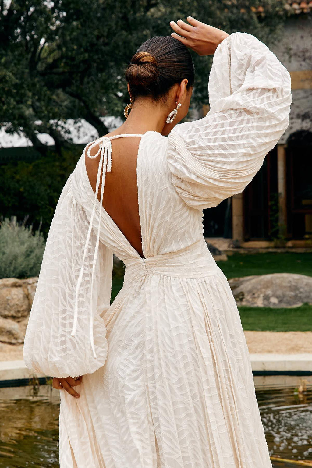 Loverson™ Elsa Krem Uzun Elbise