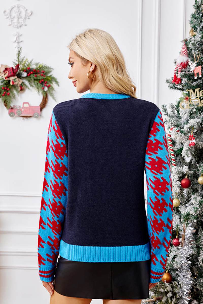 Loverson ™ Günlük Noel Çorapları Nakışlı Örgü Kazak