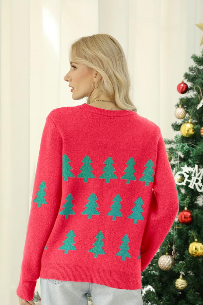 Loverson ™ Parıldayan Payetli Noel Ağacı Örgü Kazak