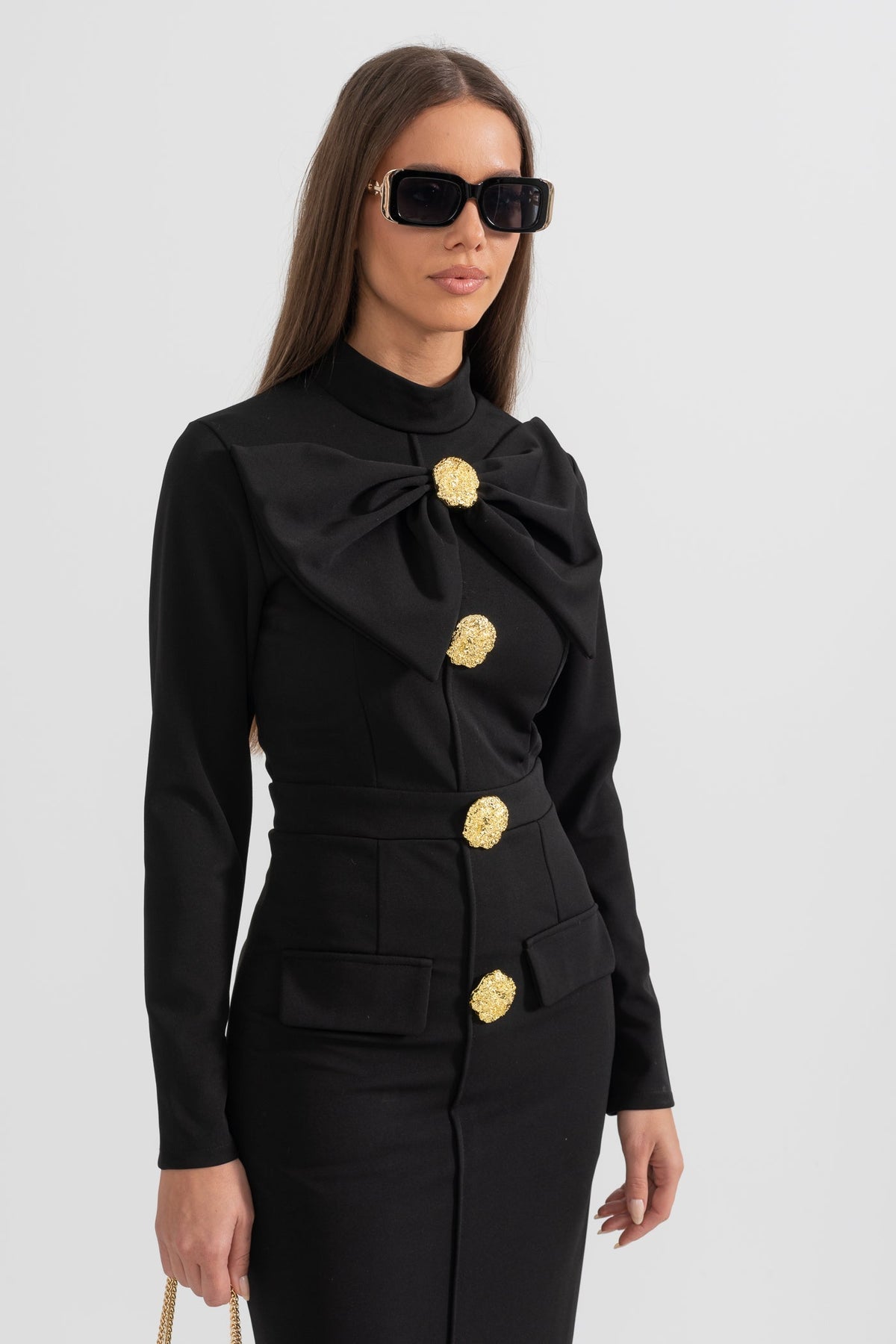 Loverson™ Celestine Fiyonk Detaylı Midi Elbise