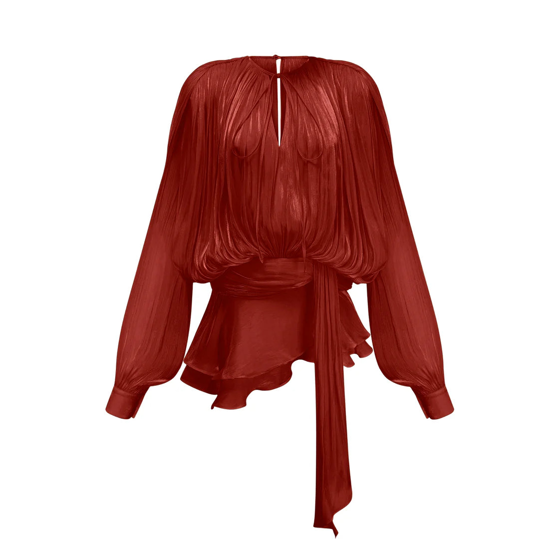 Loverson ™Crimson Elegance Drapeli Saten Bluz