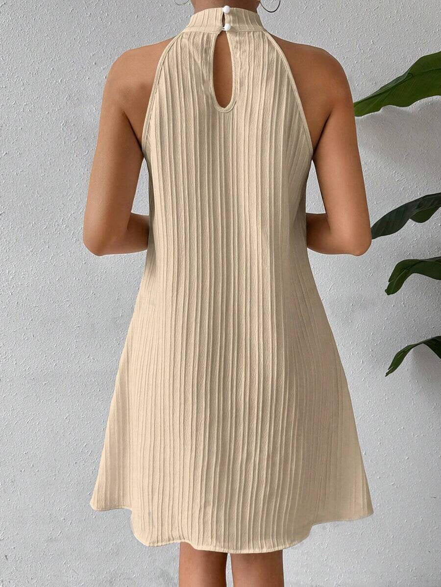 Loverson™ Breeze Halter Yaka Pileli Mini Elbise