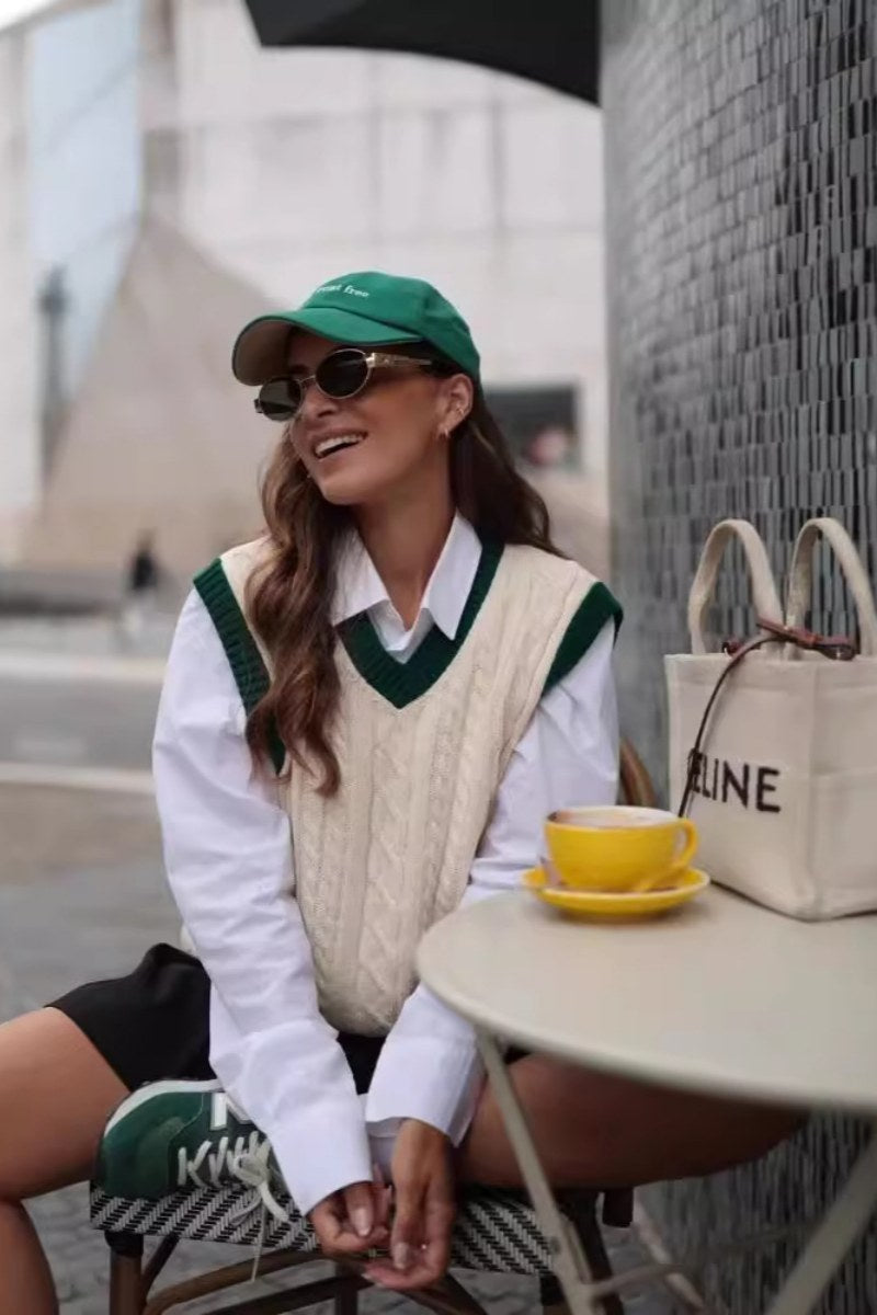 Loverson™ Kablo Örgü Yelek Kazak