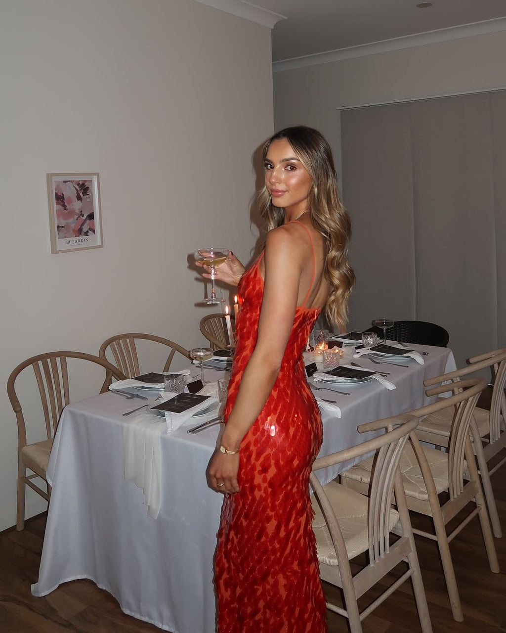 Loverson™ Kailani Işıltılı Balık Form Maxi Elbise