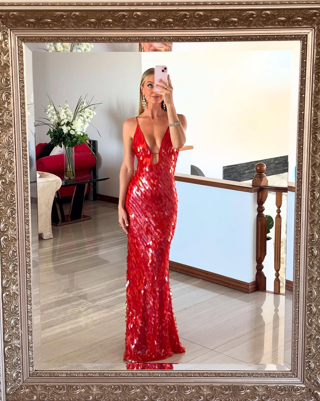 Loverson™ Kailani Işıltılı Balık Form Maxi Elbise