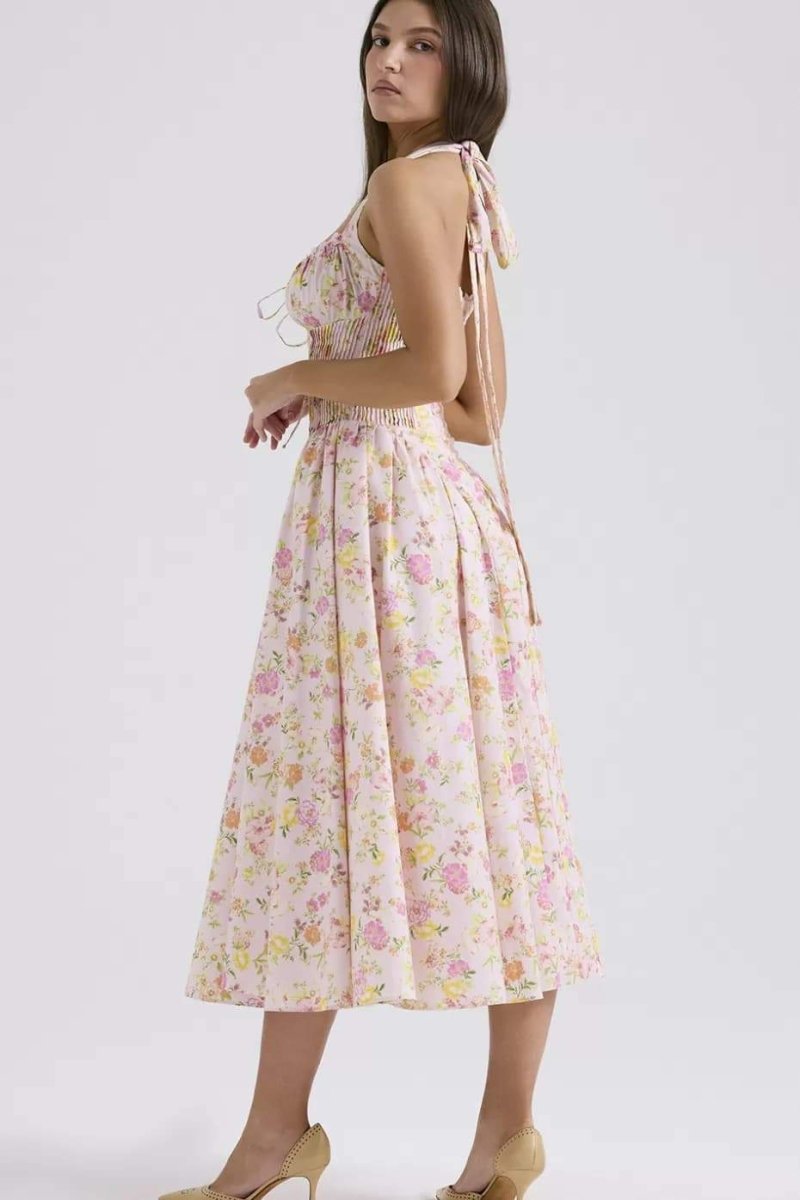 Abigail Halter Yaka Korse Midi Elbise