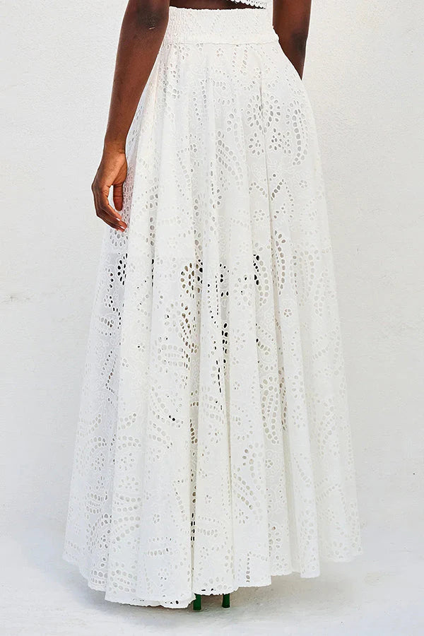 Loverson ™ Yüksek Bel Palazzo & Crop Dantel Takım