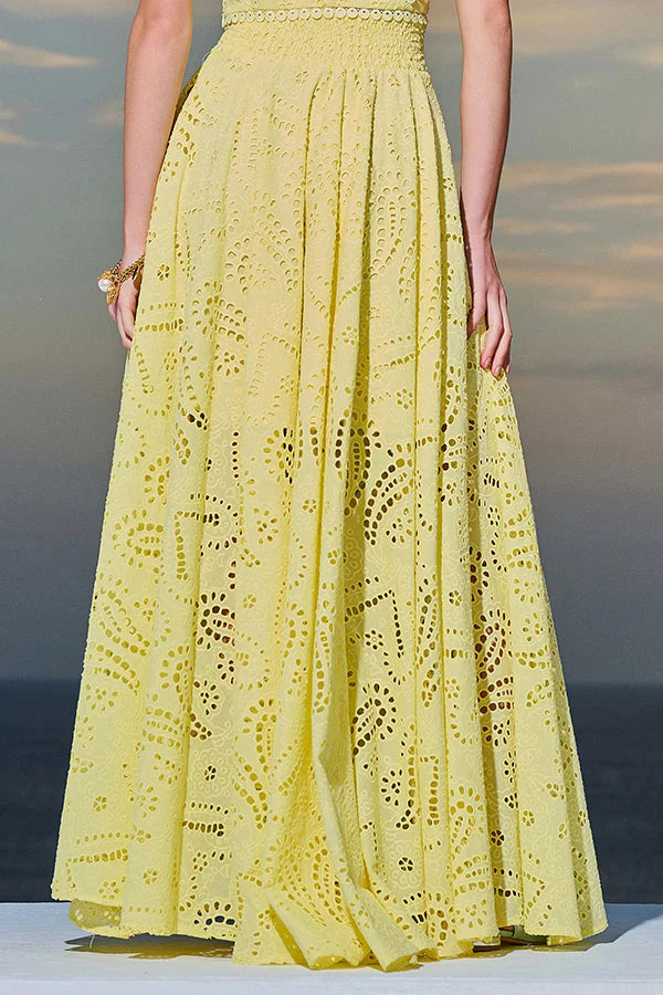 Loverson ™ Yüksek Bel Palazzo & Crop Dantel Takım