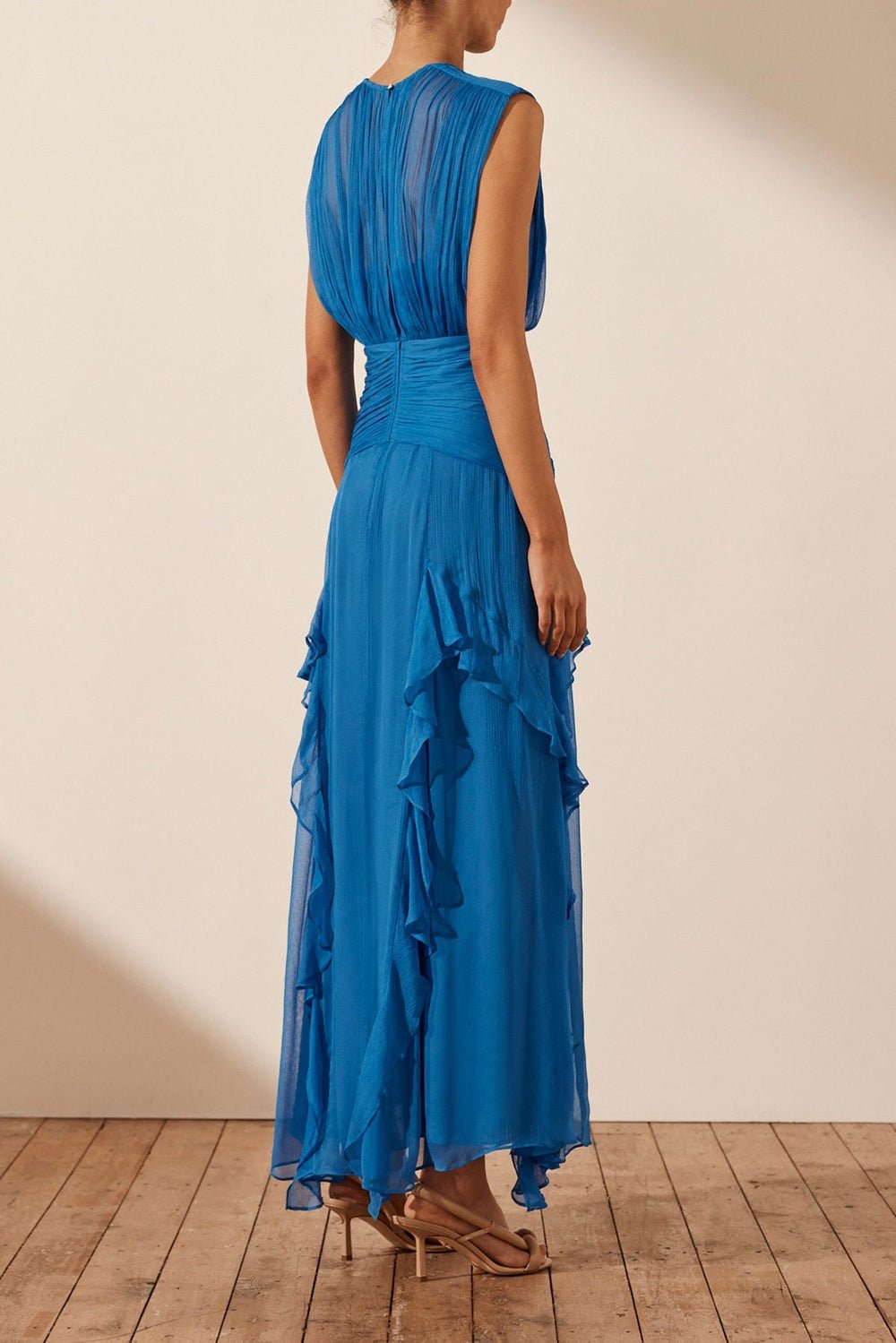 Loverson™ Eileen Göz Kamaştıran Pileli Maxi Elbise