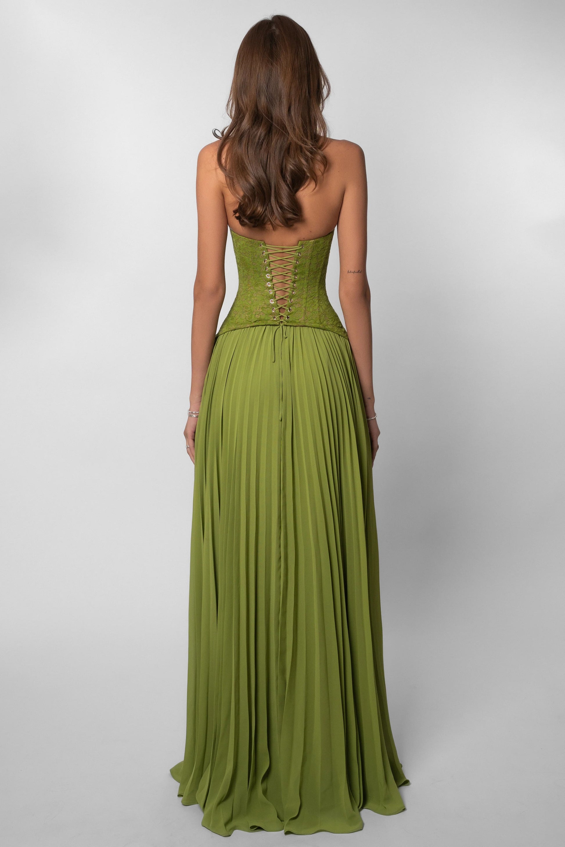 Loverson™ Matcha Yeşil Askılı Abiye Maksi Elbise