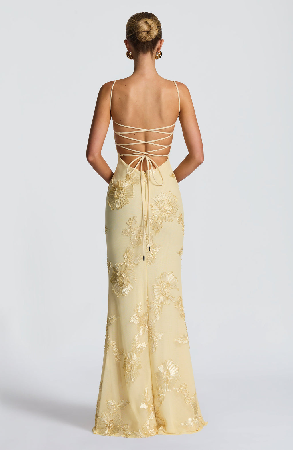 Loverson™ Nefertiti Maxi Elbise - Limon